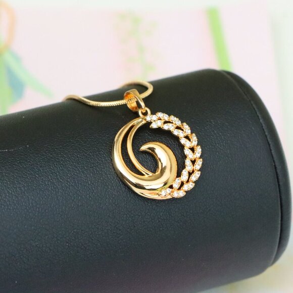 "Elegant Rose Gold Spiral Pendant with Sparkling Stone Accents, XPPT1243 - Picture 2 of 12